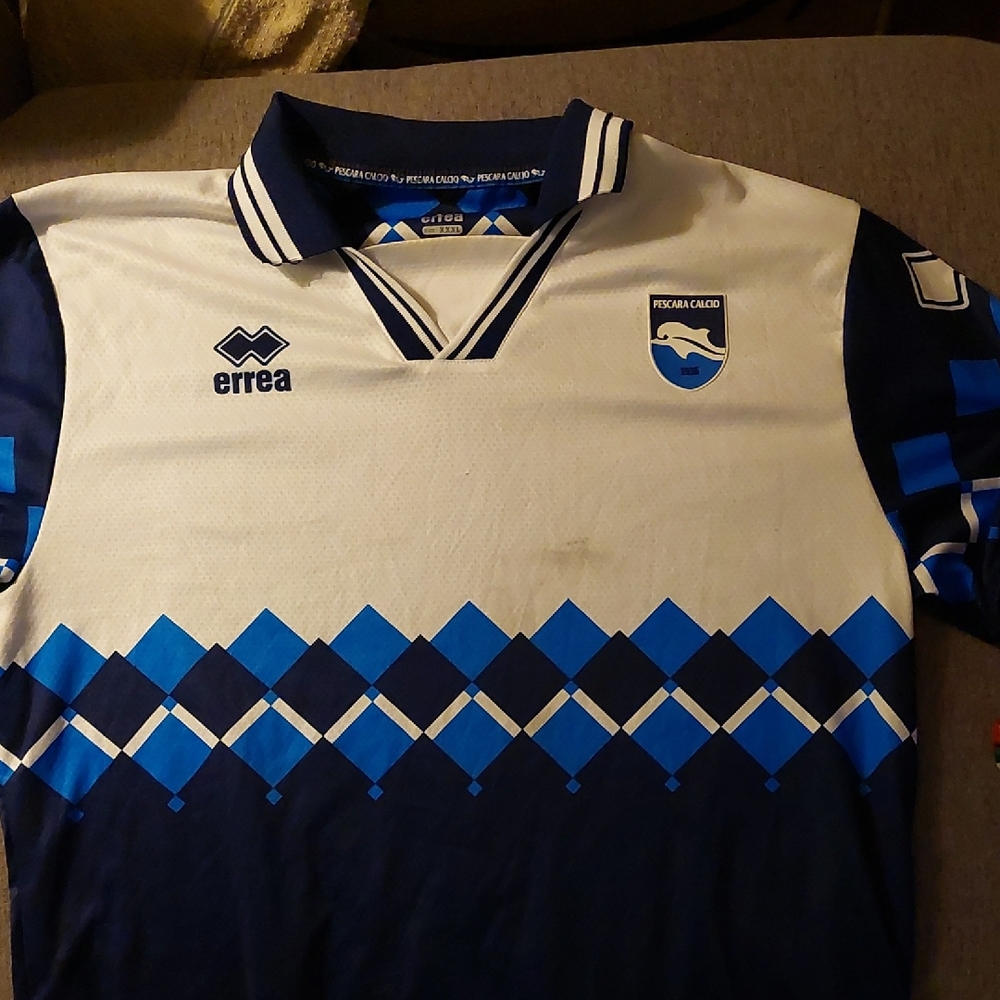 Errea Blue and White Argyle Soccer Jersey Pescara Calico